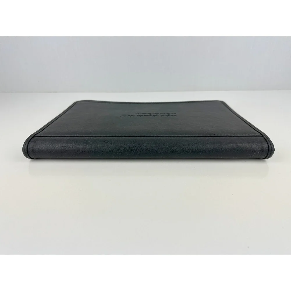 Leeds Rockwell Automation Black Faux Leather Zip Up Portfolio Padfolio Organizer